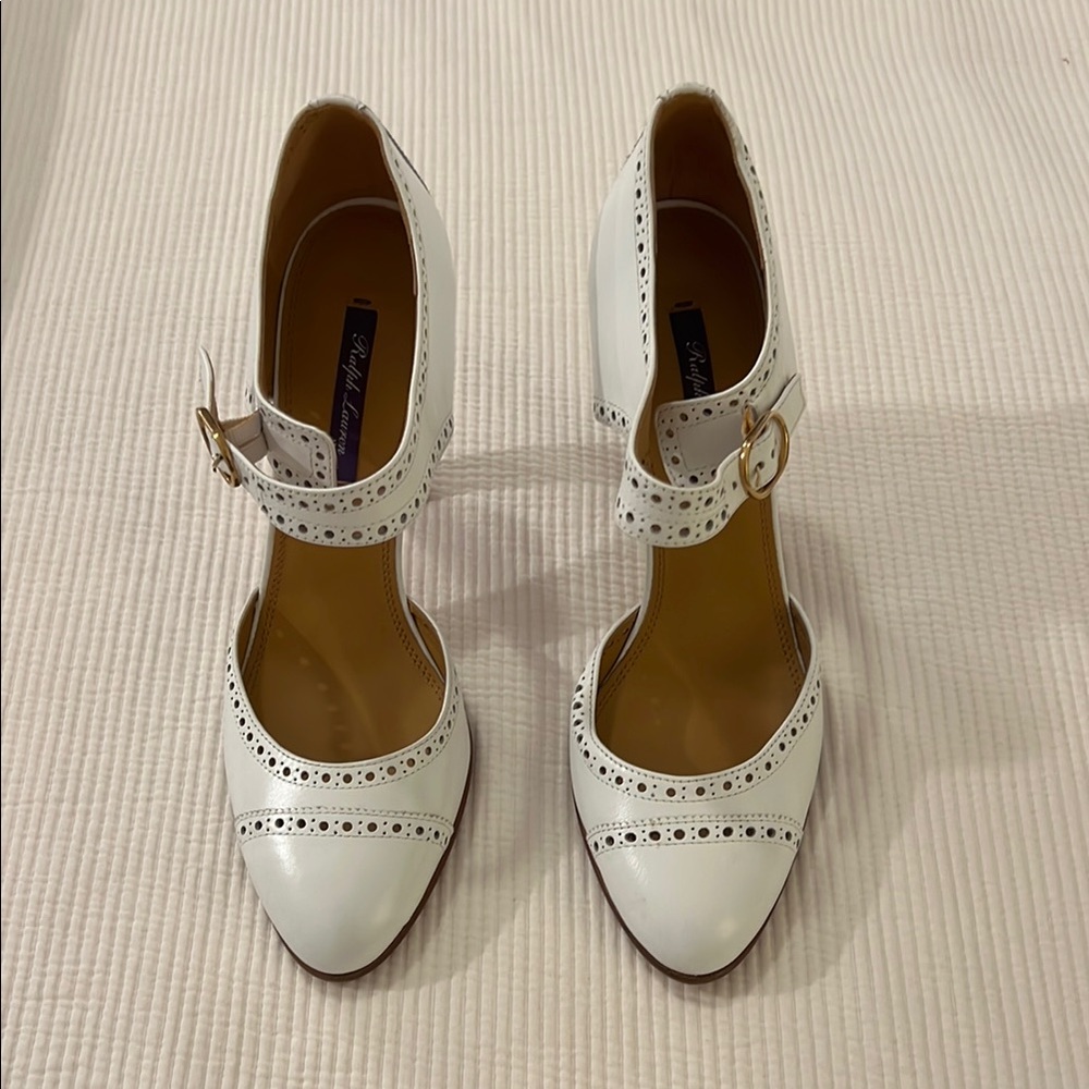 Ralph Lauren Collection White Mary Jane Heels